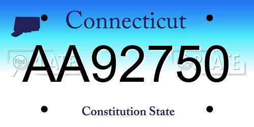 AA92750 Connecticut License Plate
