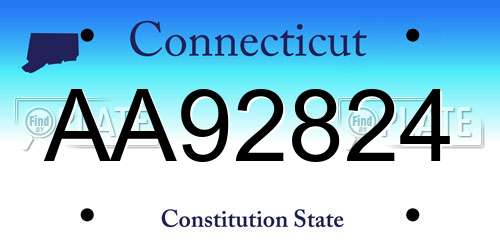 AA92824 Connecticut License Plate