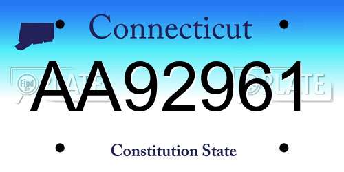 AA92961 Connecticut License Plate