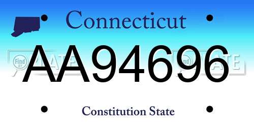 AA94696 Connecticut License Plate