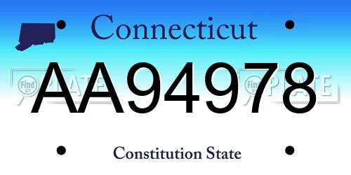 AA94978 Connecticut License Plate