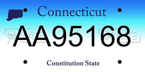 AA95168 Connecticut License Plate