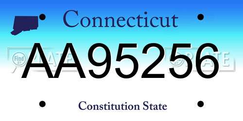 AA95256 Connecticut License Plate