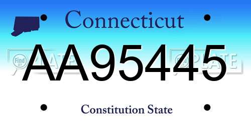 AA95445 Connecticut License Plate