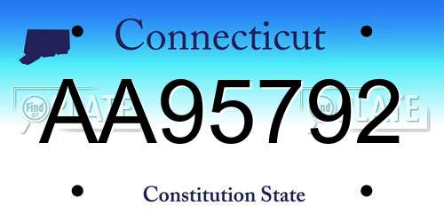 AA95792 Connecticut License Plate