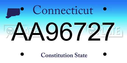 AA96727 Connecticut License Plate