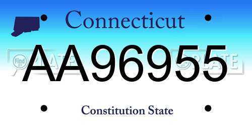 AA96955 Connecticut License Plate