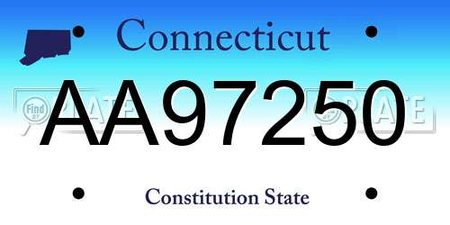 AA97250 Connecticut License Plate