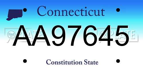 AA97645 Connecticut License Plate
