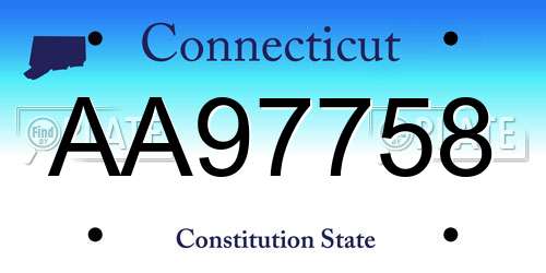 AA97758 Connecticut License Plate