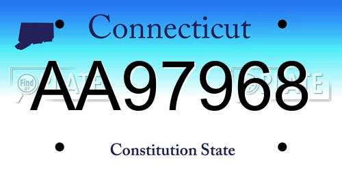 AA97968 Connecticut License Plate