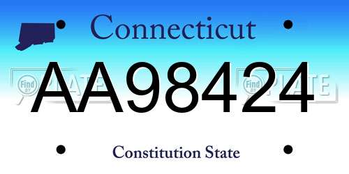 AA98424 Connecticut License Plate