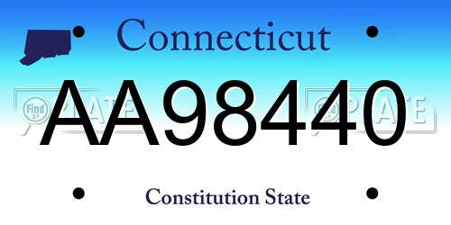 AA98440 Connecticut License Plate