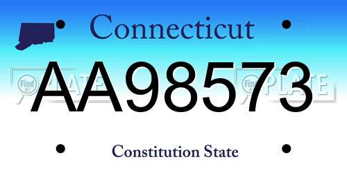 AA98573 Connecticut License Plate