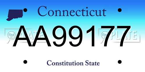 AA99177 Connecticut License Plate