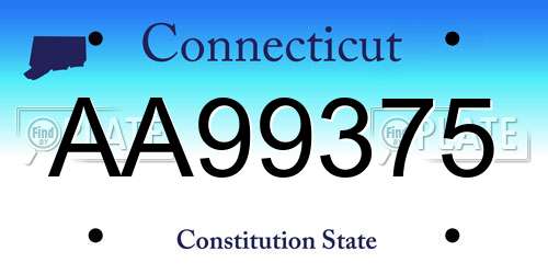 AA99375 Connecticut License Plate