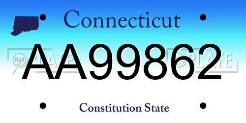 AA99862 Connecticut License Plate