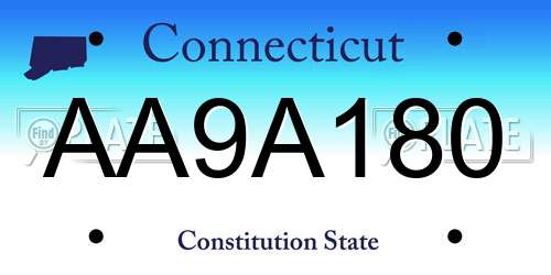 AA9A180 Connecticut License Plate