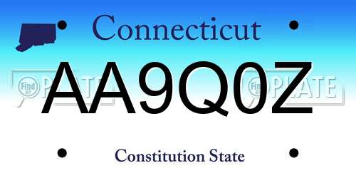 AA9Q0Z Connecticut License Plate