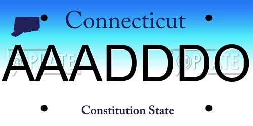 AAADDDO Connecticut License Plate