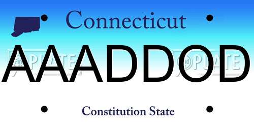 AAADDOD Connecticut License Plate