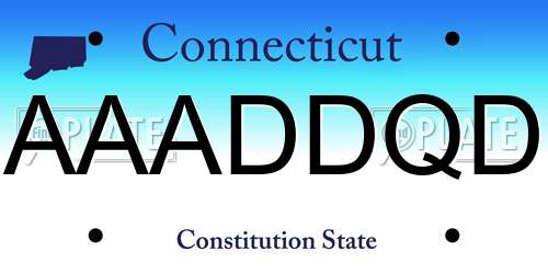AAADDQD Connecticut License Plate