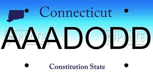 AAADODD Connecticut License Plate