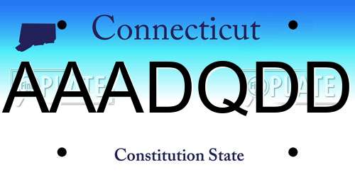 AAADQDD Connecticut License Plate