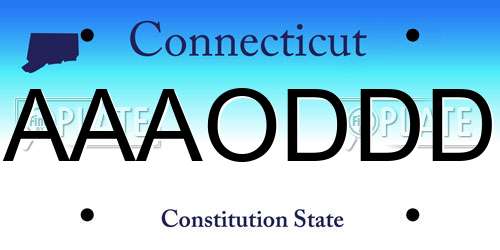 AAAODDD Connecticut License Plate