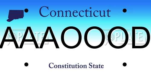 AAAOOOD Connecticut License Plate