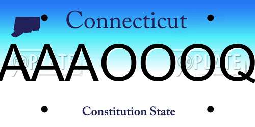 AAAOOOQ Connecticut License Plate