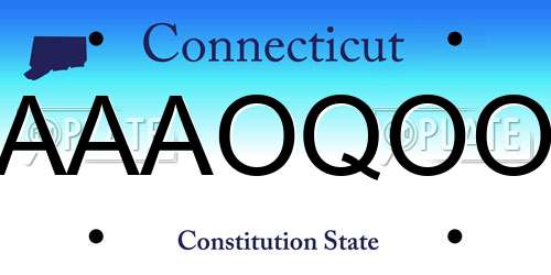 AAAOQOO Connecticut License Plate
