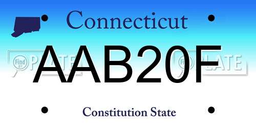 AAB20F Connecticut License Plate