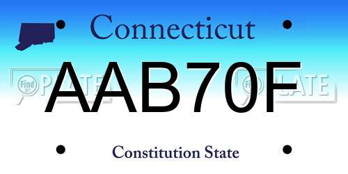 AAB70F Connecticut License Plate