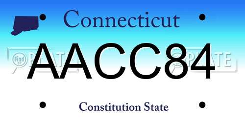 AACC84 Connecticut License Plate