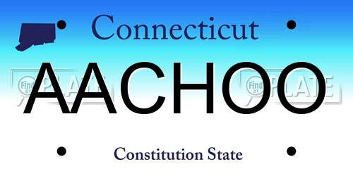 AACHOO Connecticut License Plate