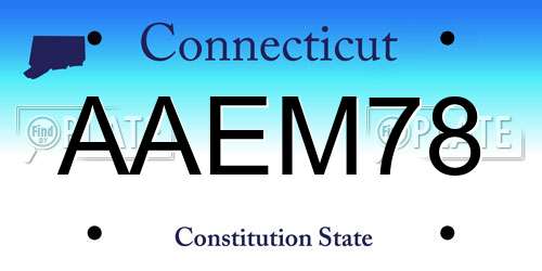 AAEM78 Connecticut License Plate
