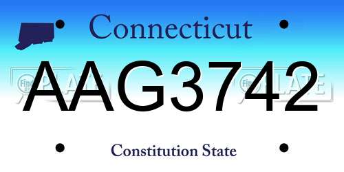 AAG3742 Connecticut License Plate