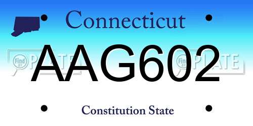 AAG602 Connecticut License Plate