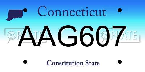 AAG607 Connecticut License Plate