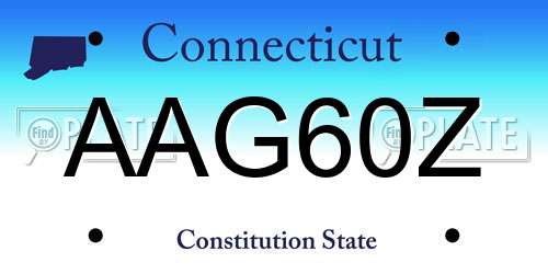 AAG60Z Connecticut License Plate