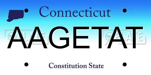 AAGETAT Connecticut License Plate