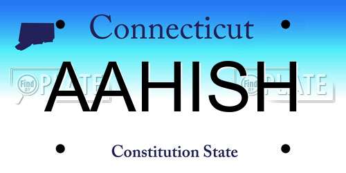 AAHISH Connecticut License Plate
