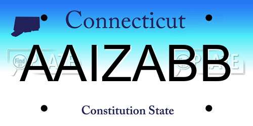 AAIZABB Connecticut License Plate