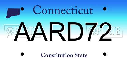 AARD72 Connecticut License Plate