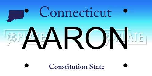 AARON Connecticut License Plate