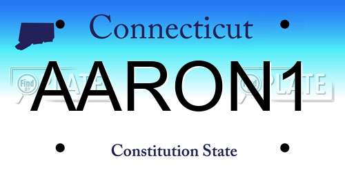 AARON1 Connecticut License Plate