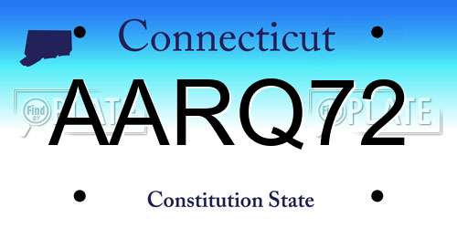 AARQ72 Connecticut License Plate