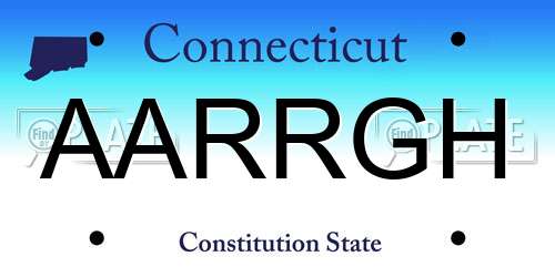 AARRGH Connecticut License Plate