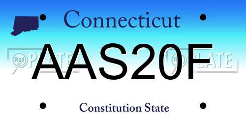 AAS20F Connecticut License Plate